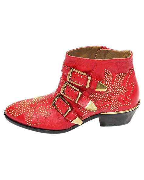 chloe red boots